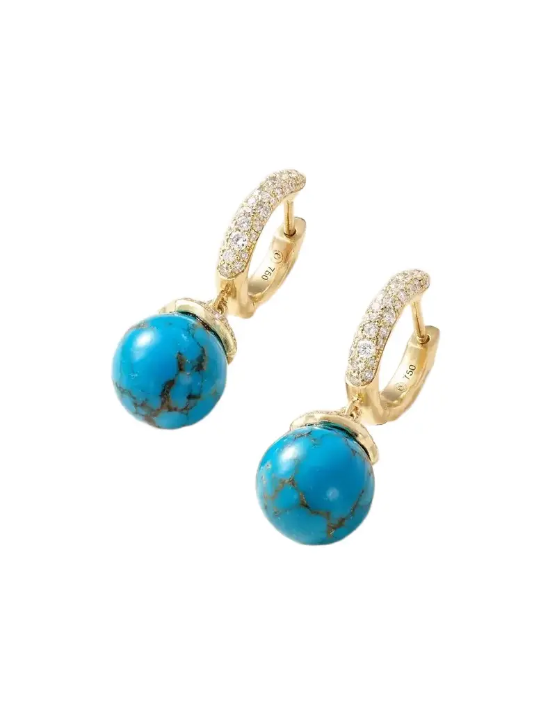 Octavia Elizabeth 18-karat Gold, Turquoise And Diamond Earrings - Blue