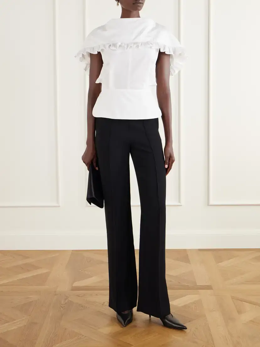 Lanvin Ruffled Cotton-poplin Blouse | Thumbnail 2