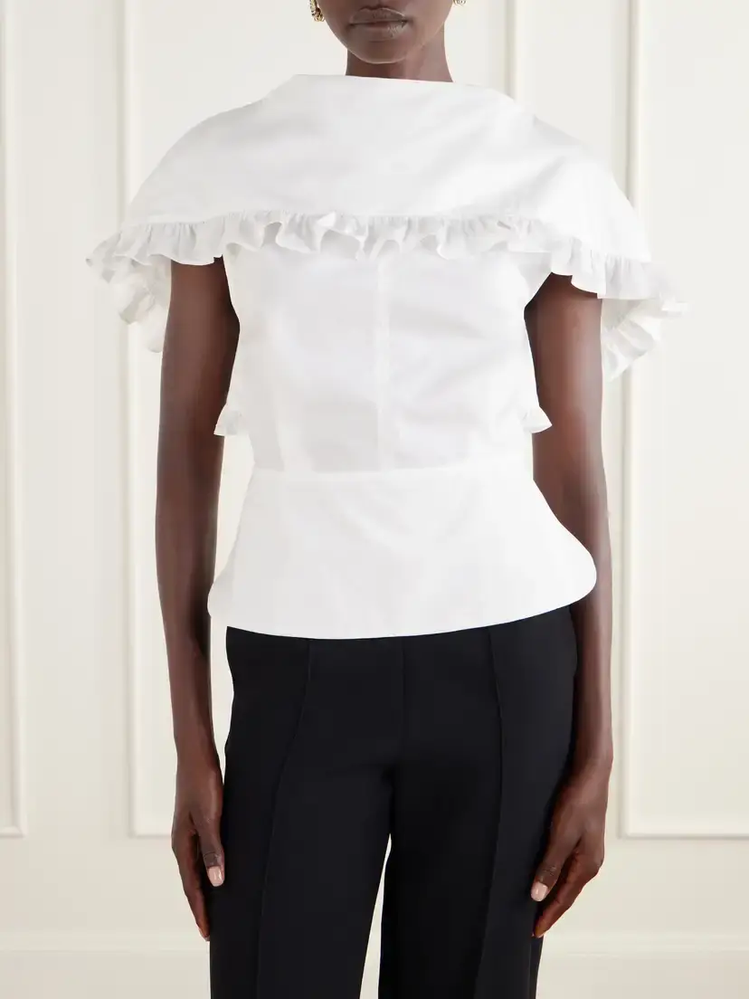 Lanvin Ruffled Cotton-poplin Blouse | Thumbnail 3