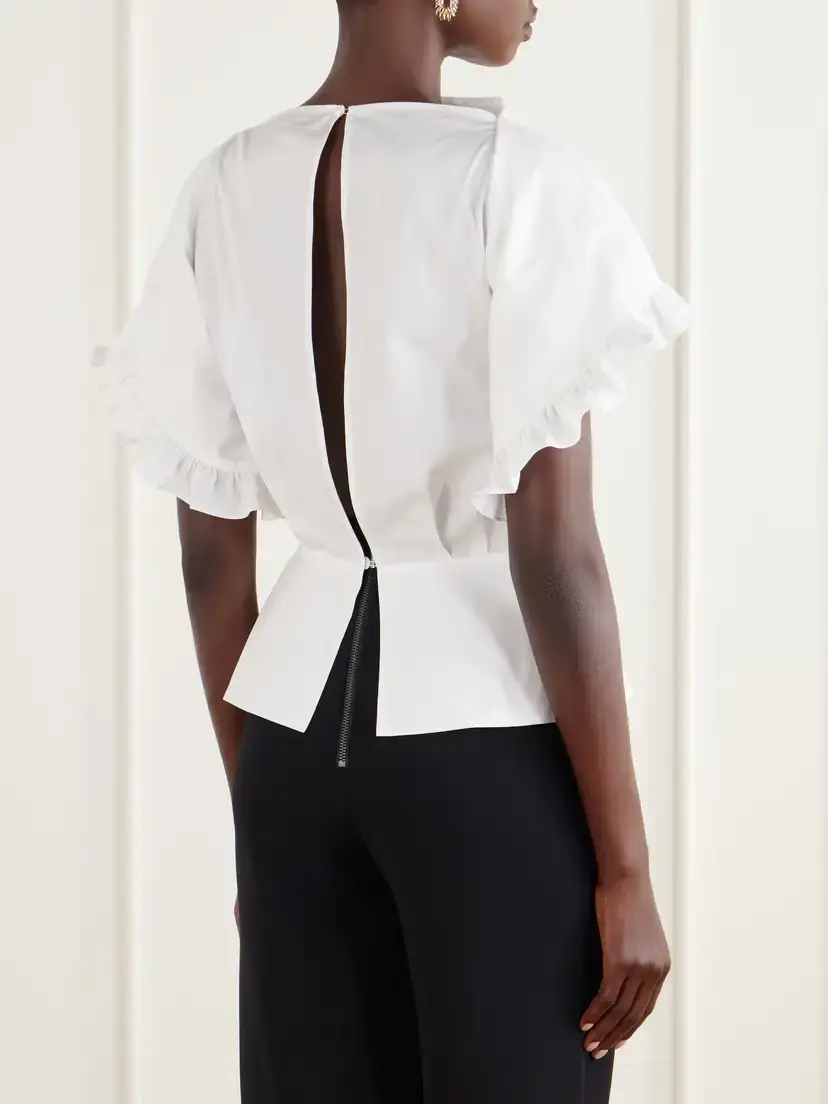 Lanvin Ruffled Cotton-poplin Blouse | Thumbnail 4