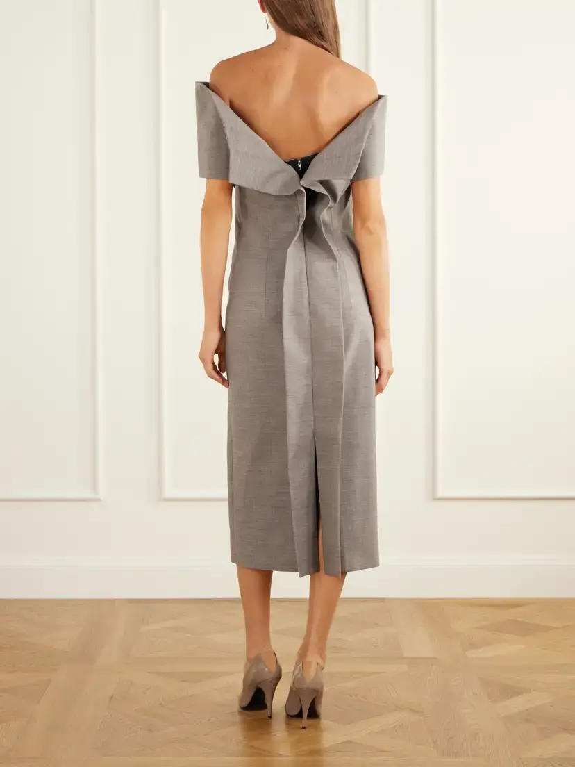 Jil Sander Off-the-shoulder Bustier Wool Midi Dress | Thumbnail 3 Jil Sander Off-the-shoulder Bustier Wool Midi Dress | Thumbnail 3