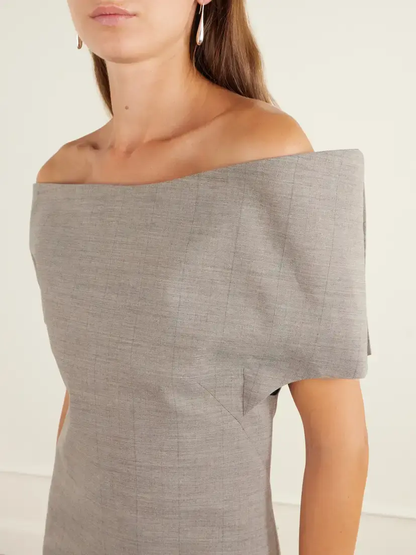 Jil Sander Off-the-shoulder Bustier Wool Midi Dress | Thumbnail 4 Jil Sander Off-the-shoulder Bustier Wool Midi Dress | Thumbnail 4