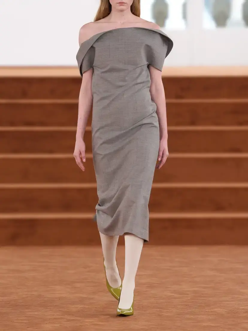Jil Sander Off-the-shoulder Bustier Wool Midi Dress | Thumbnail 5 Jil Sander Off-the-shoulder Bustier Wool Midi Dress | Thumbnail 5
