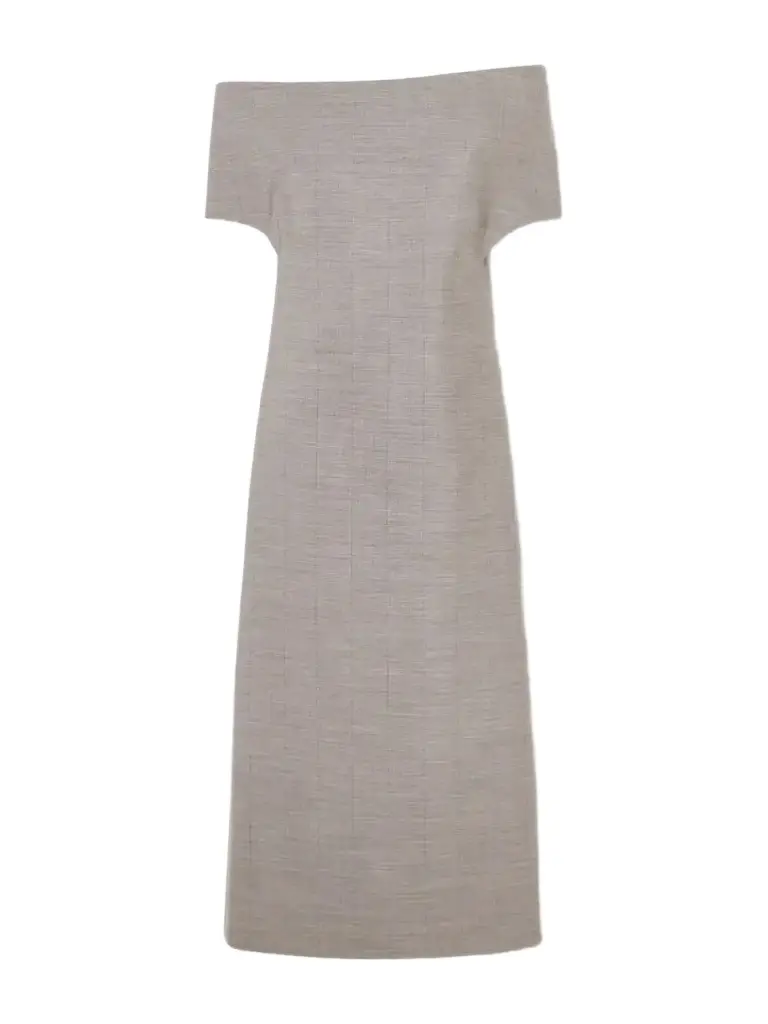Off-the-shoulder Bustier Wool Midi Dress Off-the-shoulder Bustier Wool Midi Dress