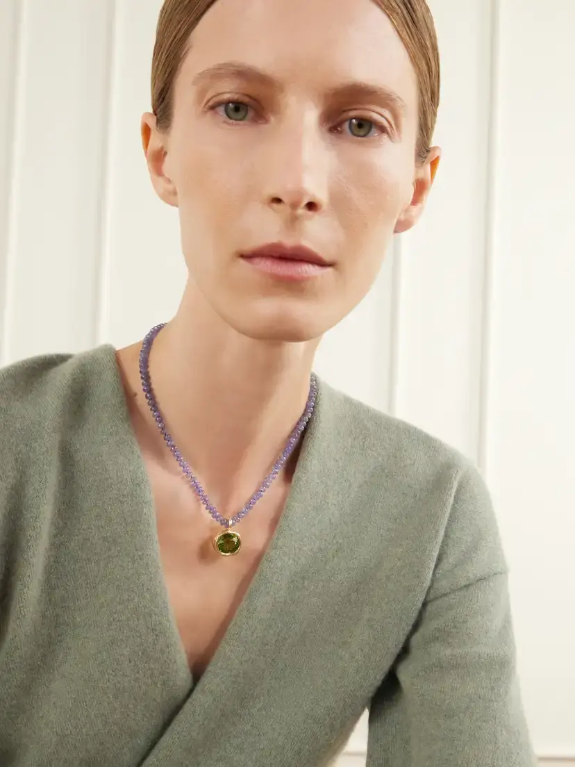 Octavia Elizabeth Hidden Gem 18-karat Gold, Tanzanite And Tourmaline Necklace | Thumbnail 2