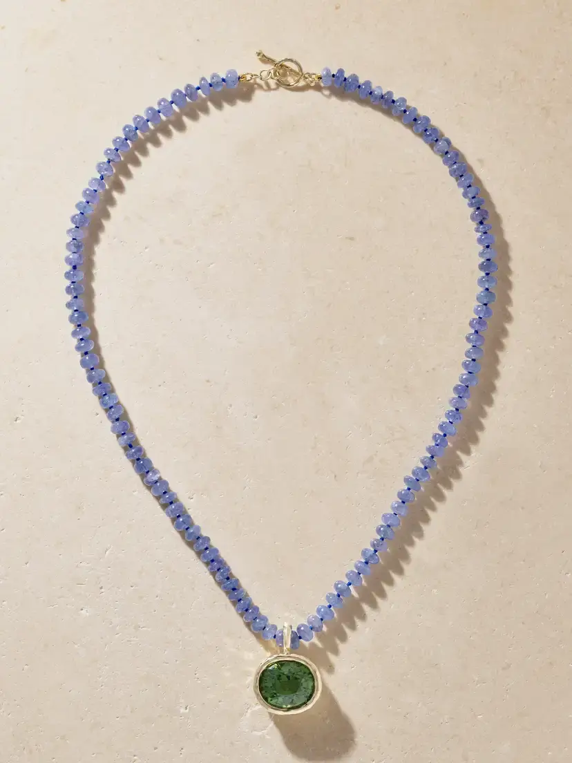Octavia Elizabeth Hidden Gem 18-karat Gold, Tanzanite And Tourmaline Necklace | Thumbnail 4