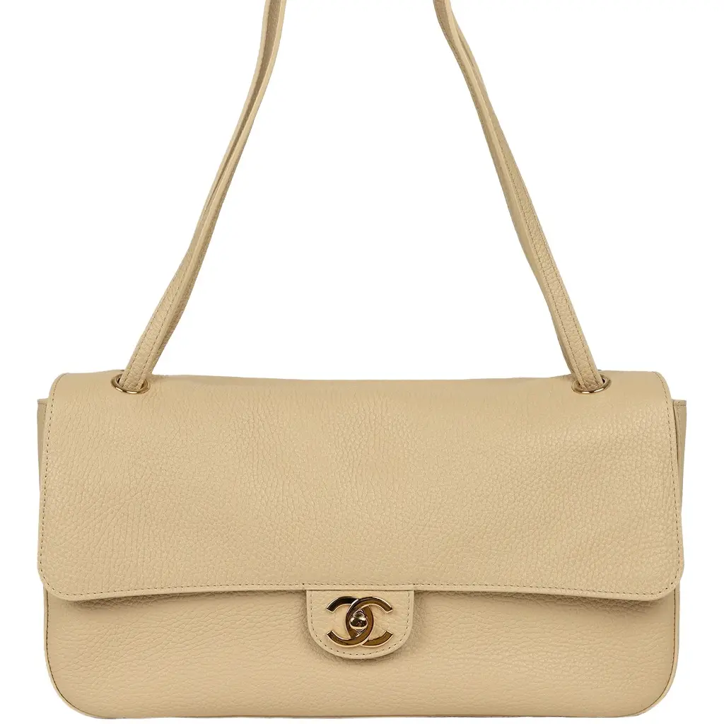 Chanel Chanel Maxi "Souplissimo" Small Flap Bag Light Beige Grained Calfskin Gold Hardware