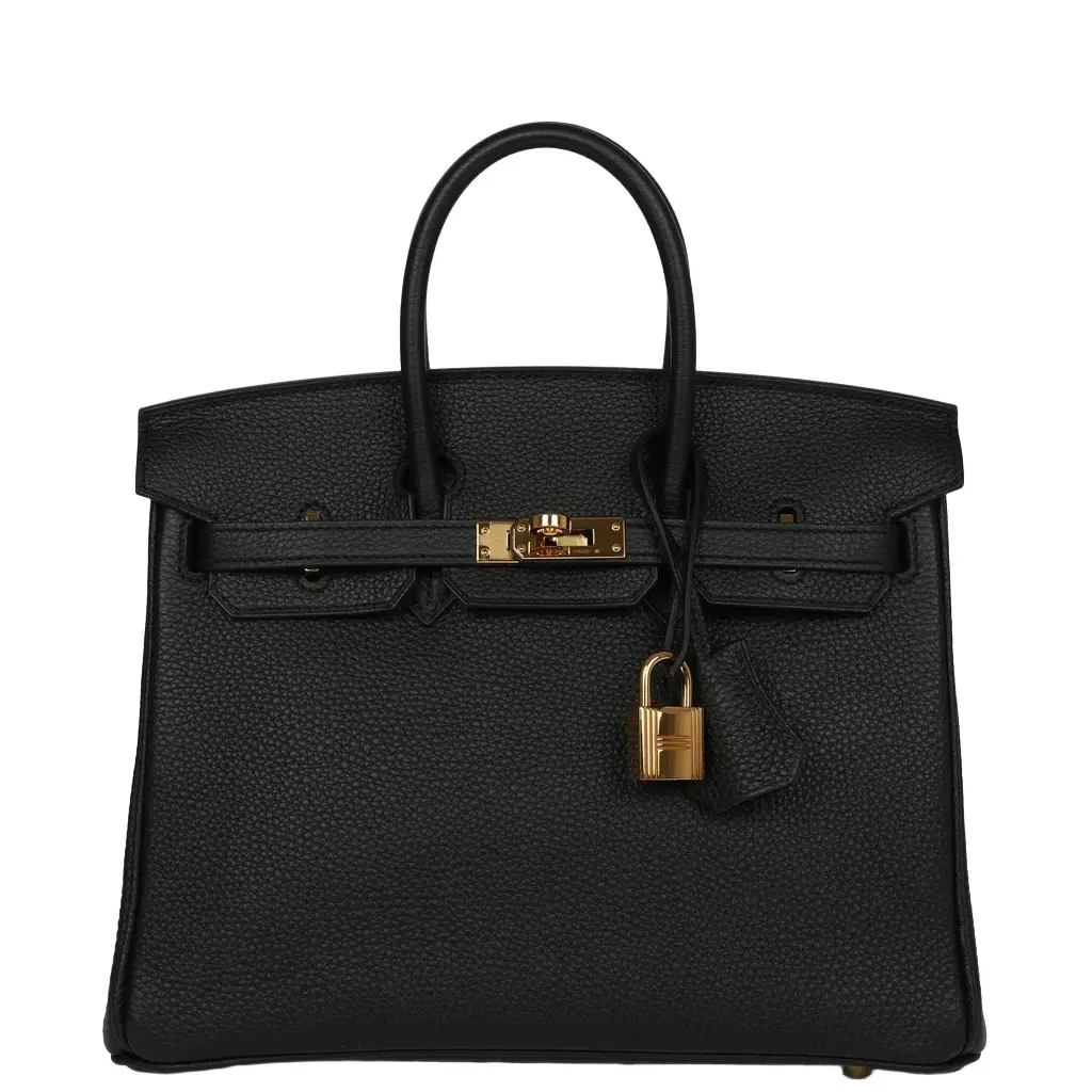 HERMÈS Pre-owned Hermes Birkin 25 Black Togo Gold Hardware