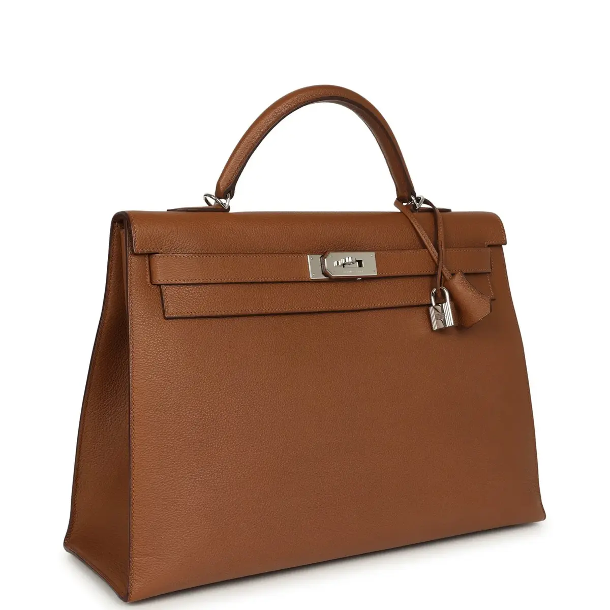 HERMÈS Pre-owned Hermes Kelly Sellier 42 Maxi Alezan Buffalo Palladium Hardware | Thumbnail 2