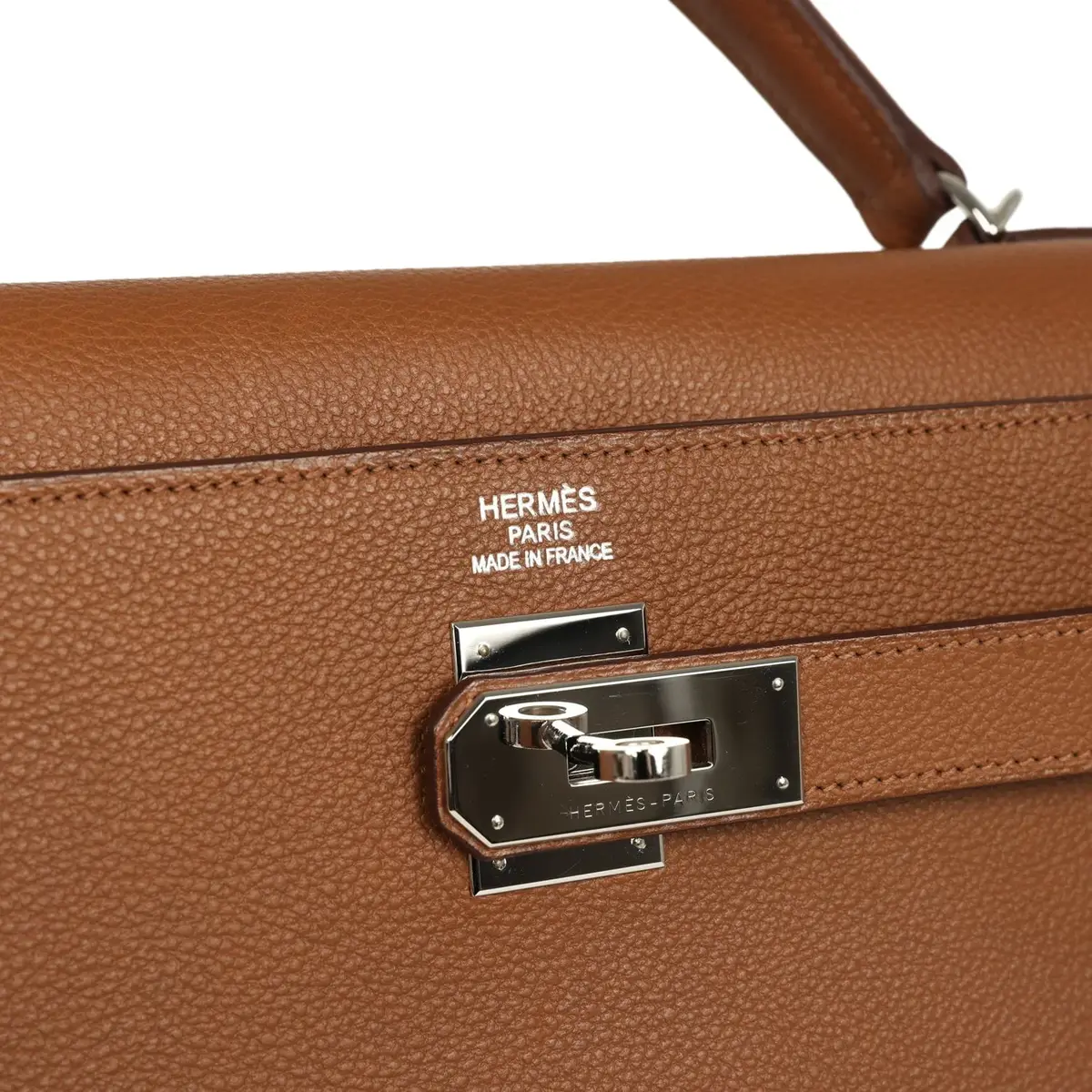 HERMÈS Pre-owned Hermes Kelly Sellier 42 Maxi Alezan Buffalo Palladium Hardware | Thumbnail 7
