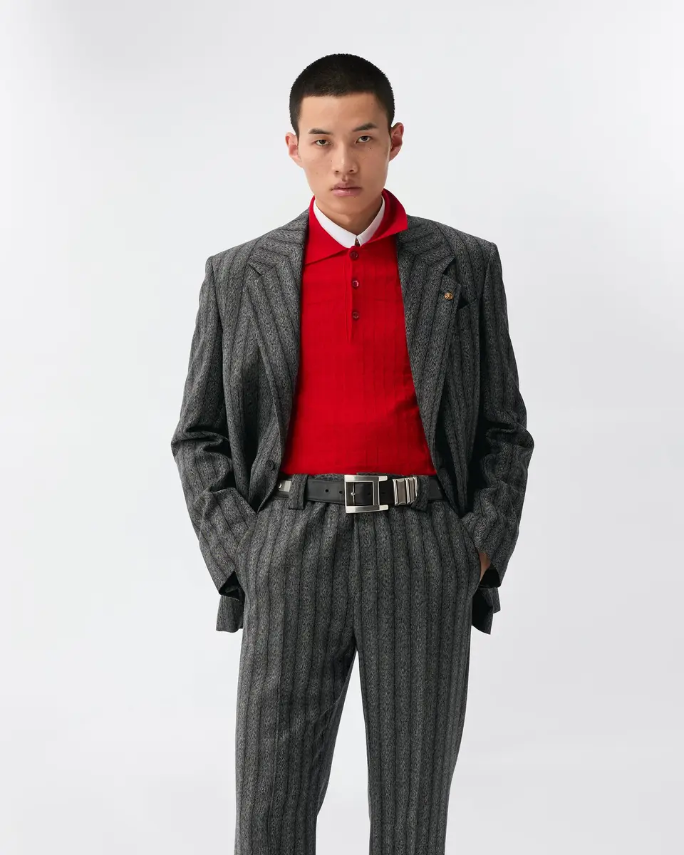 Versace Pinstripe Wool Twill Formal Pants | Thumbnail 2 Versace Pinstripe Wool Twill Formal Pants | Thumbnail 2