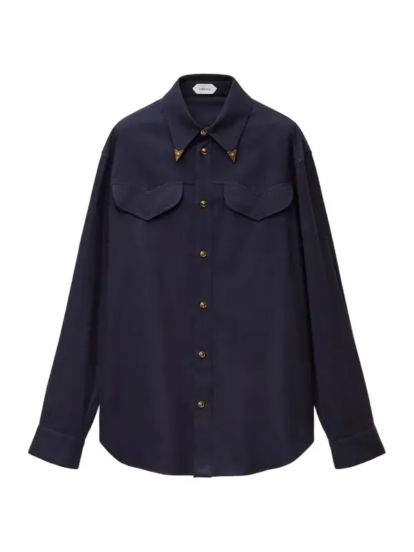 Versace Herringbone Flannel Cotton Regular Shirt