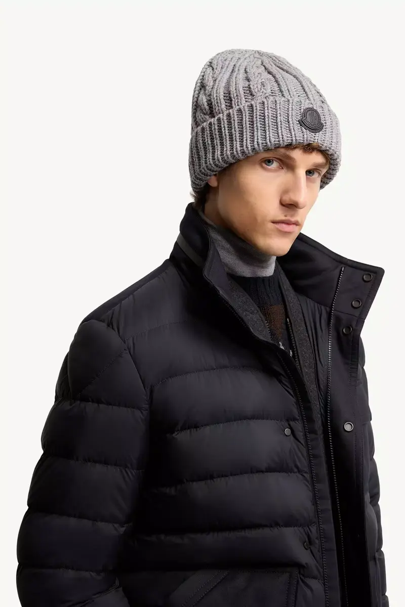 Moncler Leather Logo Wool Beanie | Thumbnail 3 Moncler Leather Logo Wool Beanie | Thumbnail 3