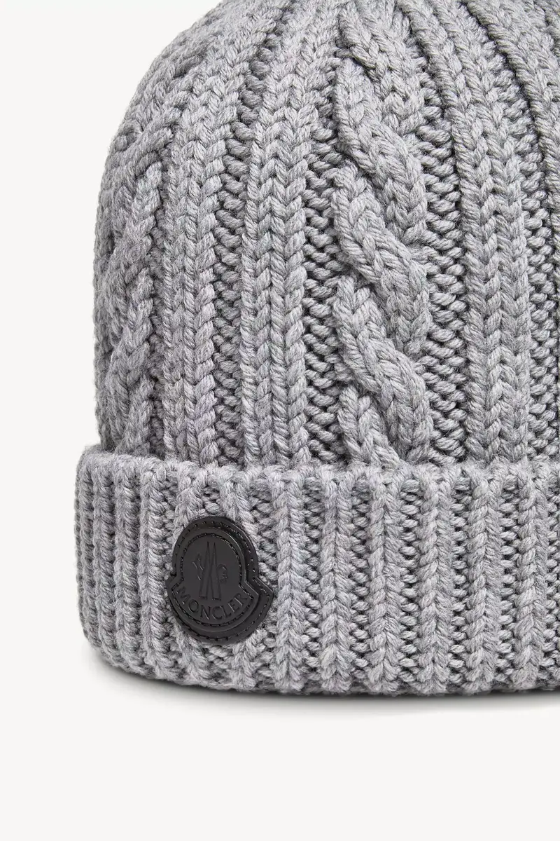 Moncler Leather Logo Wool Beanie | Thumbnail 4 Moncler Leather Logo Wool Beanie | Thumbnail 4