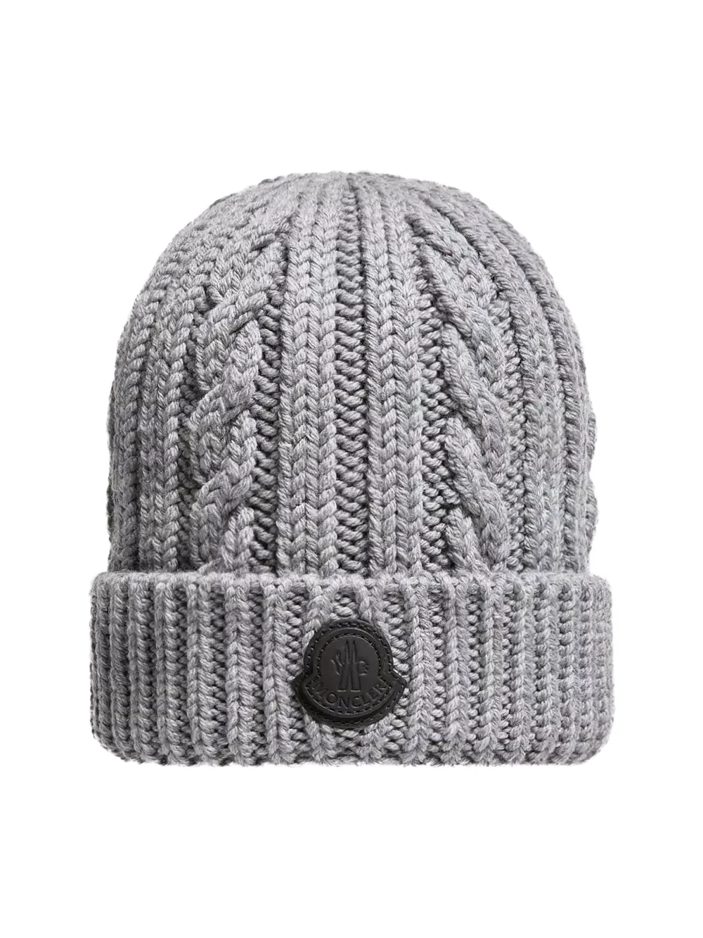 Moncler Leather Logo Wool Beanie