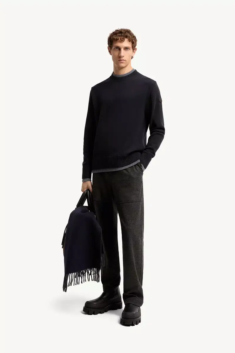 Moncler Leather Logo Wool & Cashmere Blend Sweater | Thumbnail 3 Moncler Leather Logo Wool & Cashmere Blend Sweater | Thumbnail 3