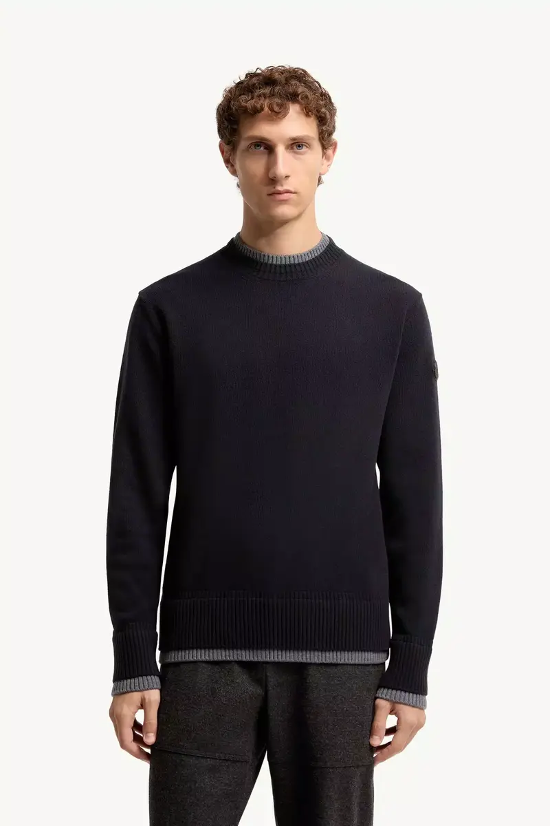 Moncler Leather Logo Wool & Cashmere Blend Sweater | Thumbnail 5 Moncler Leather Logo Wool & Cashmere Blend Sweater | Thumbnail 5