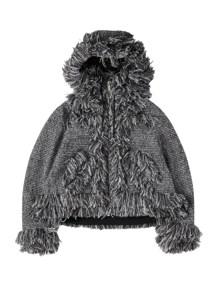 Fringed Tweed Blouson