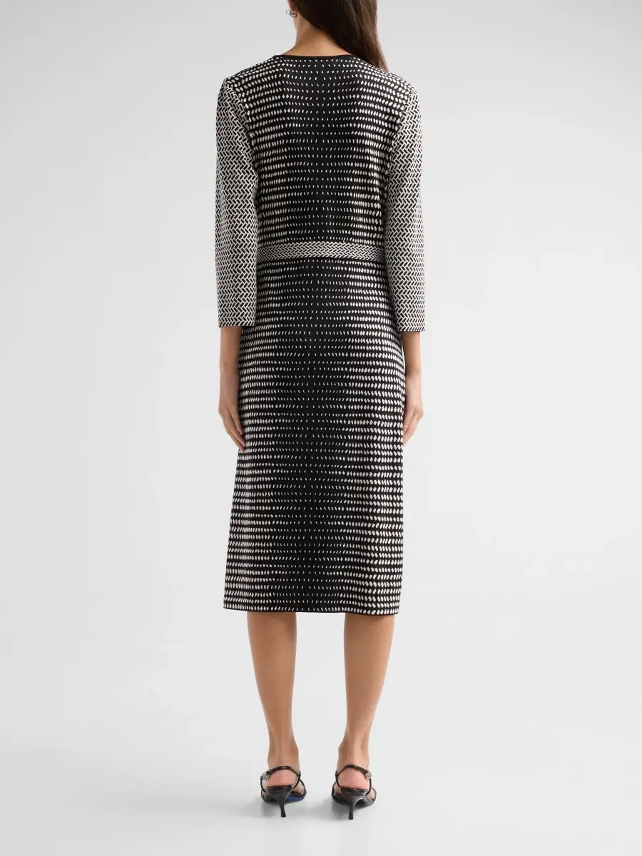 Ming Wang Women's Monochrome Midi Wrap Dress | Thumbnail 3