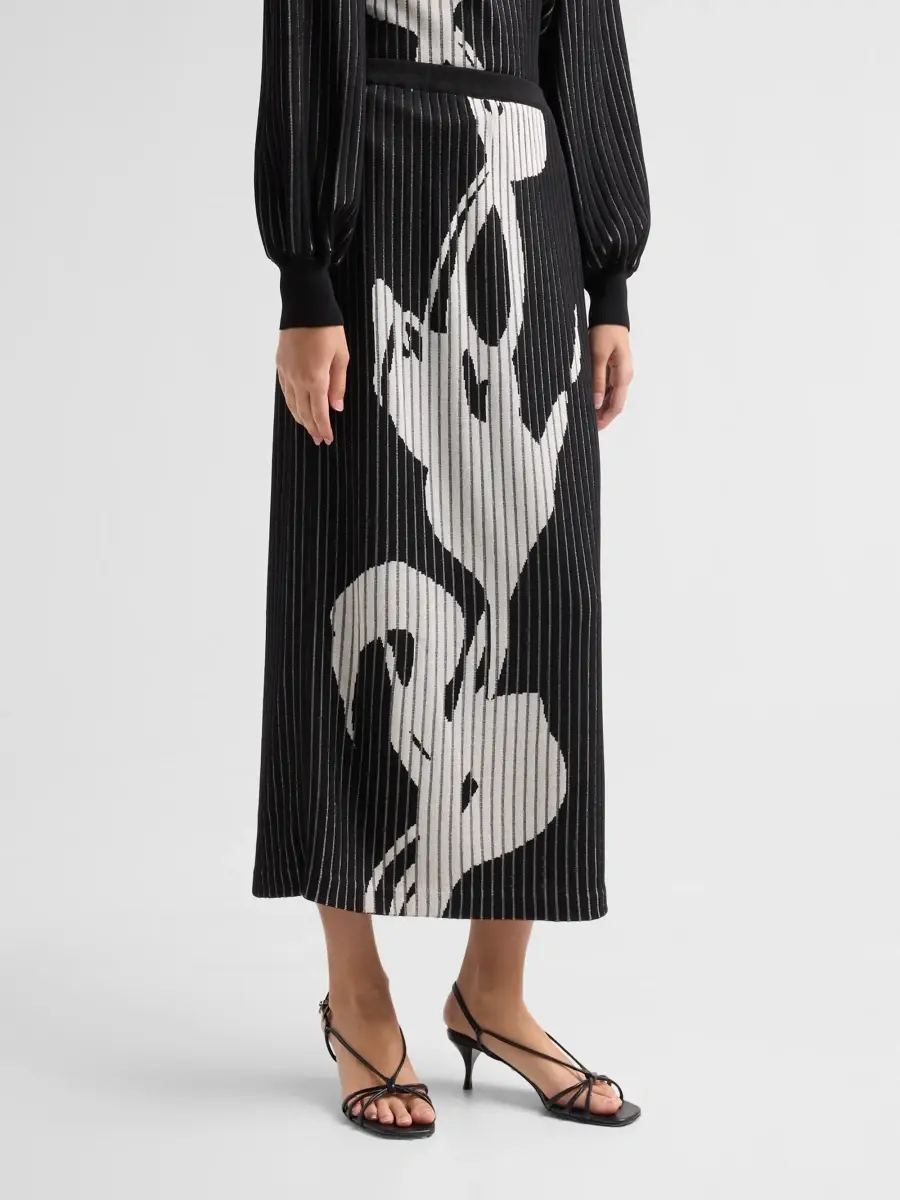 Ming Wang Women's Petite Striped Floral Column Skirt | Thumbnail 4 Ming Wang Women's Petite Striped Floral Column Skirt | Thumbnail 4