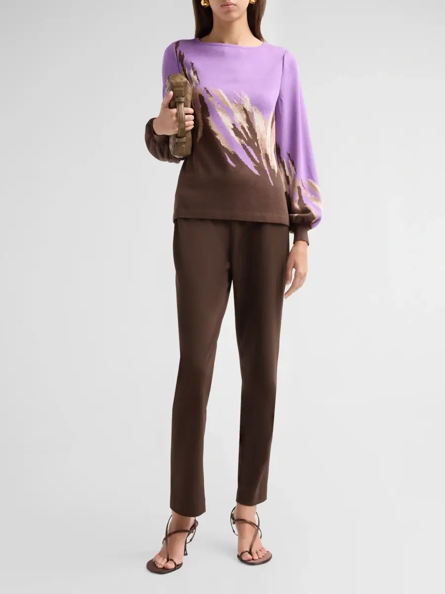 Ming Wang Women's Petite Abstract-Jacquard Knit Top | Thumbnail 2 Ming Wang Women's Petite Abstract-Jacquard Knit Top | Thumbnail 2