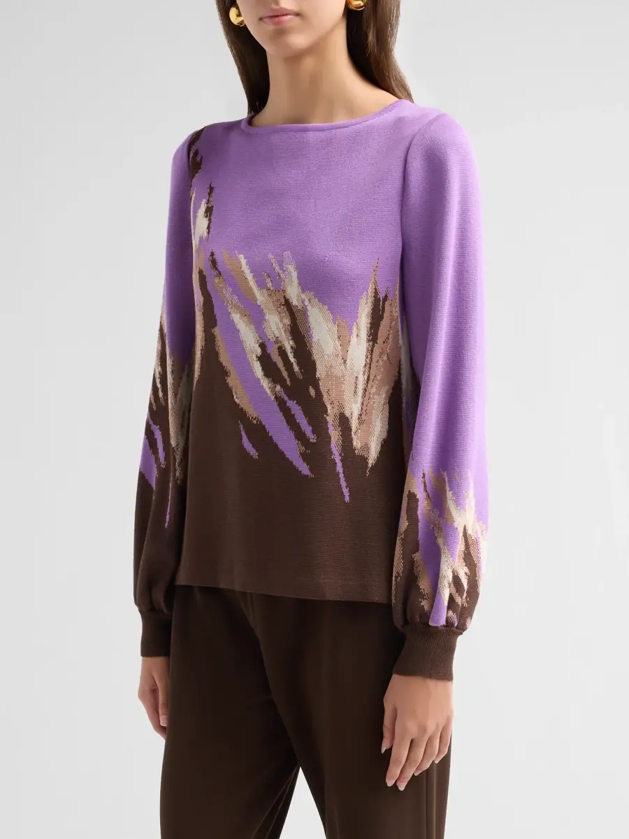 Ming Wang Women's Petite Abstract-Jacquard Knit Top | Thumbnail 4 Ming Wang Women's Petite Abstract-Jacquard Knit Top | Thumbnail 4