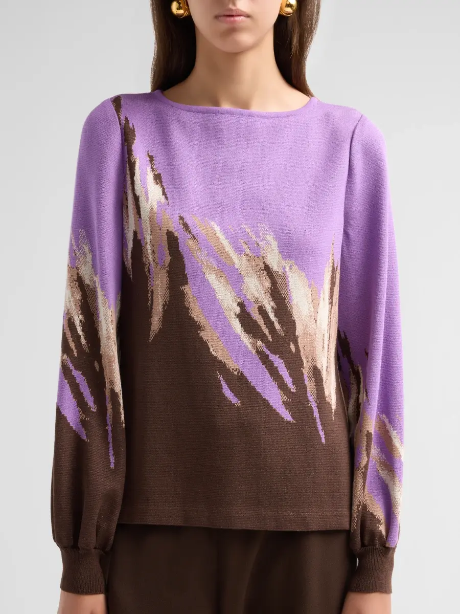 Ming Wang Women's Petite Abstract-Jacquard Knit Top | Thumbnail 5 Ming Wang Women's Petite Abstract-Jacquard Knit Top | Thumbnail 5