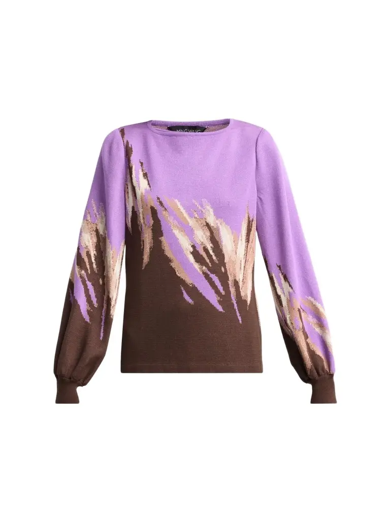 Ming Wang Women's Petite Abstract-Jacquard Knit Top