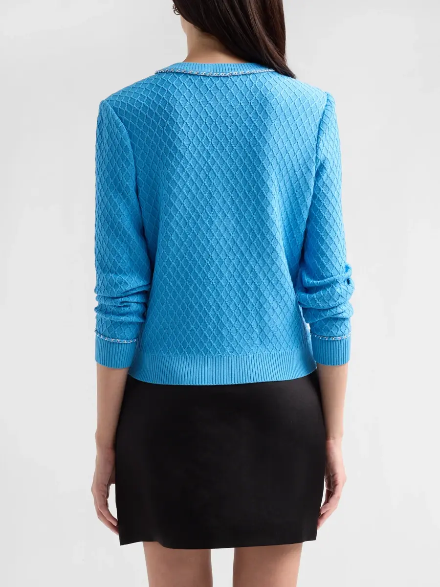 Ming Wang Women's Diamond Knit Cardigan | Thumbnail 3 Ming Wang Women's Diamond Knit Cardigan | Thumbnail 3