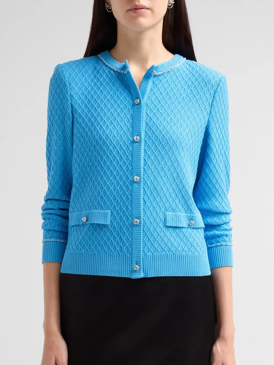 Ming Wang Women's Diamond Knit Cardigan | Thumbnail 5 Ming Wang Women's Diamond Knit Cardigan | Thumbnail 5