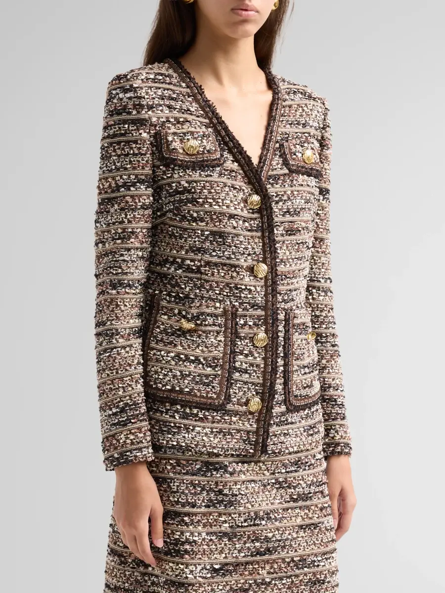 Ming Wang Women's Petite Eyelash-Tweed Knit Jacket | Thumbnail 4