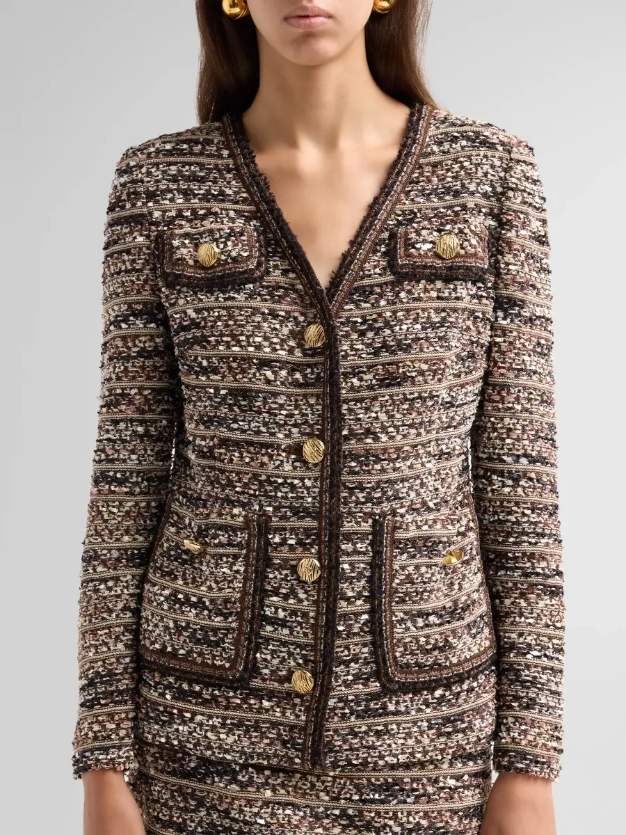 Ming Wang Women's Petite Eyelash-Tweed Knit Jacket | Thumbnail 5