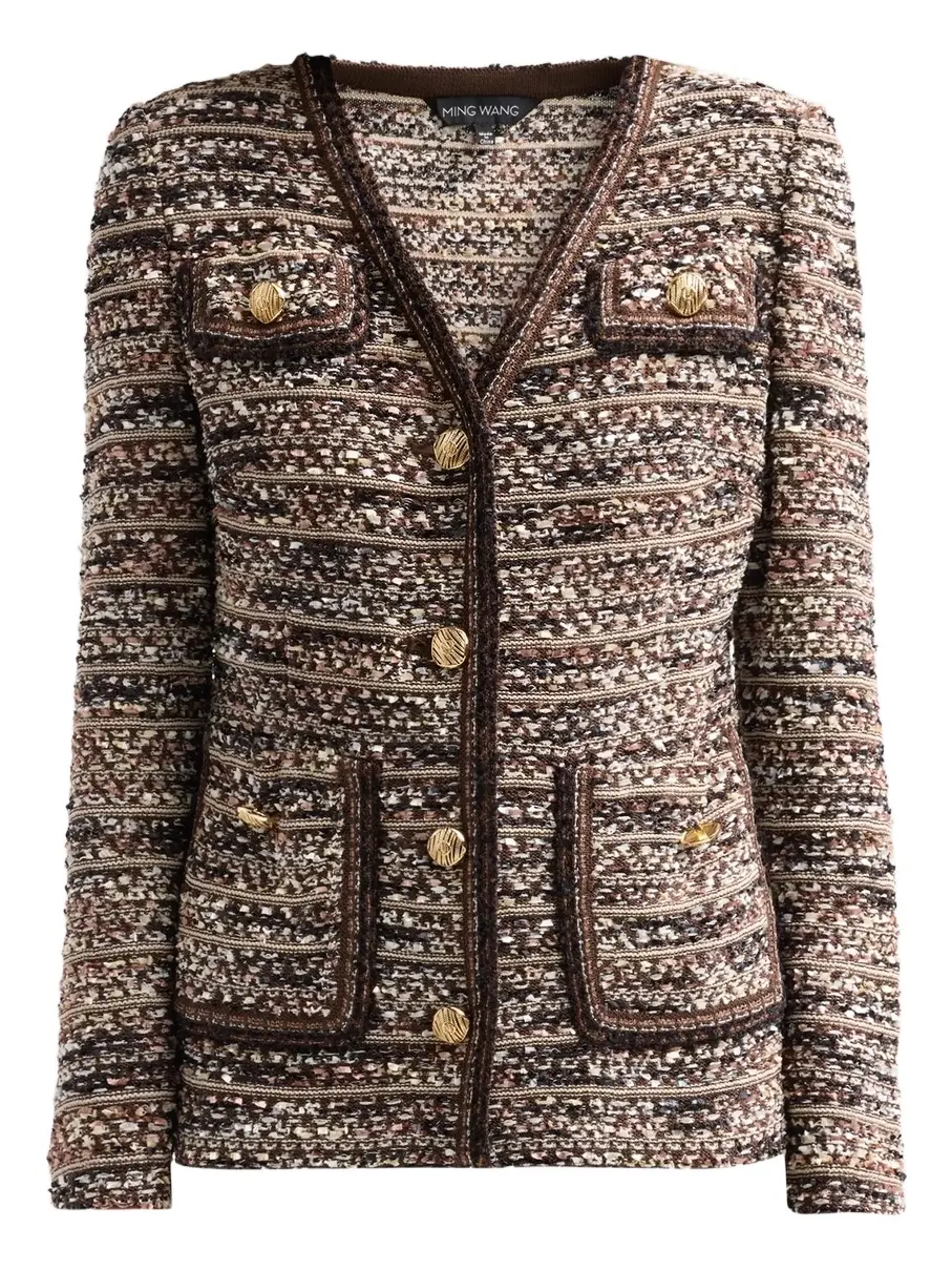 Women's Petite Eyelash-Tweed Knit Jacket
