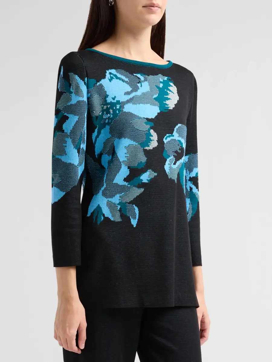 Ming Wang Women's Floral Jacquard Tunic | Thumbnail 4 Ming Wang Women's Floral Jacquard Tunic | Thumbnail 4