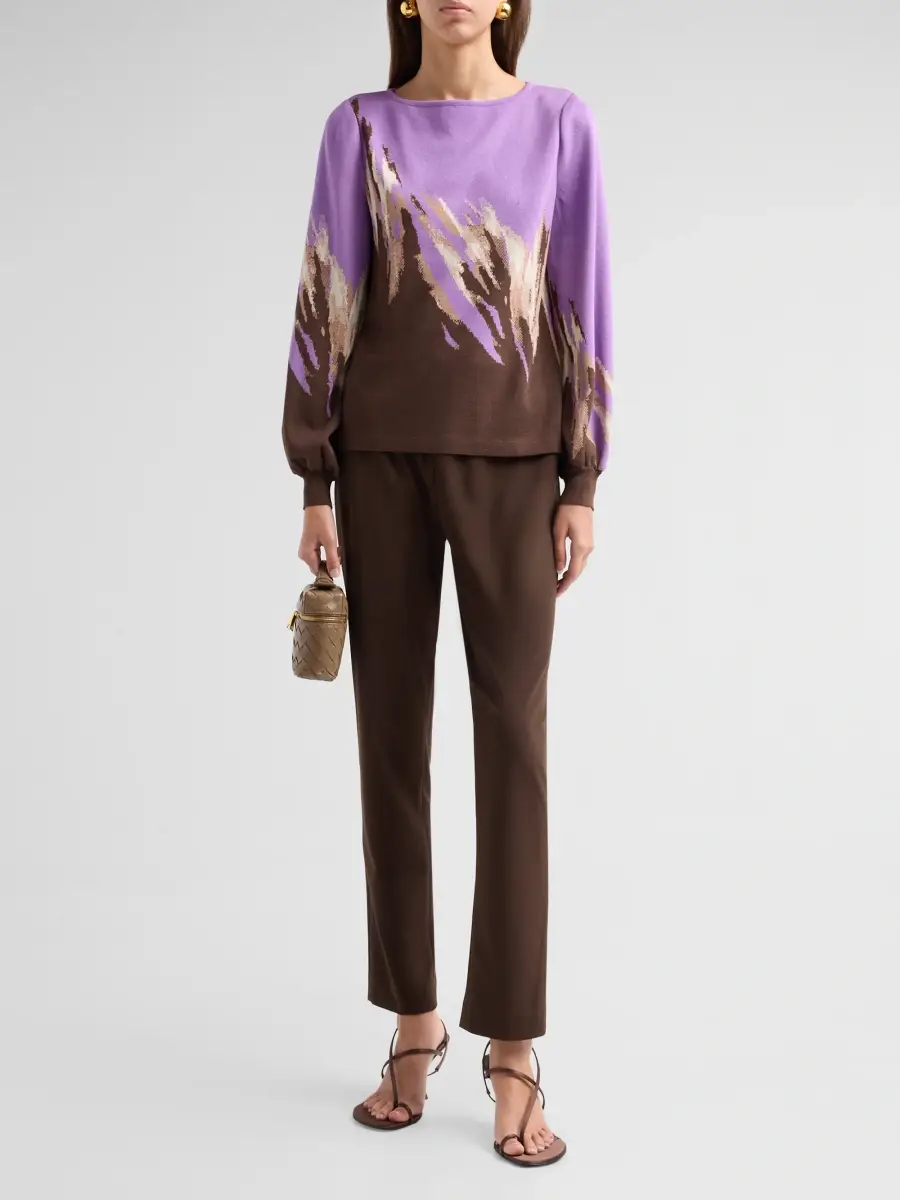 Ming Wang Women's Petite Stretch Deco Crepe Straight-Leg Pants | Thumbnail 2