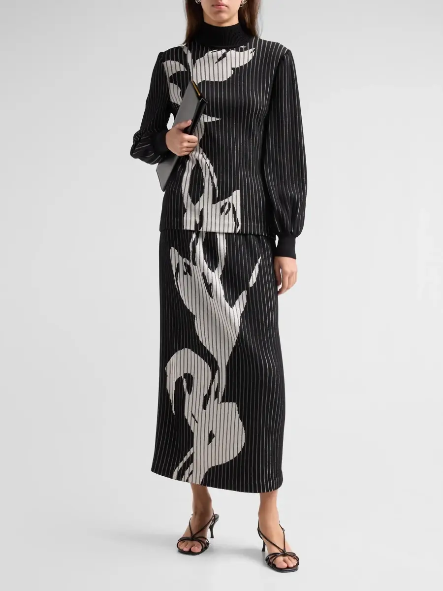 Ming Wang Women's Floral Mock Turtleneck Top | Thumbnail 2