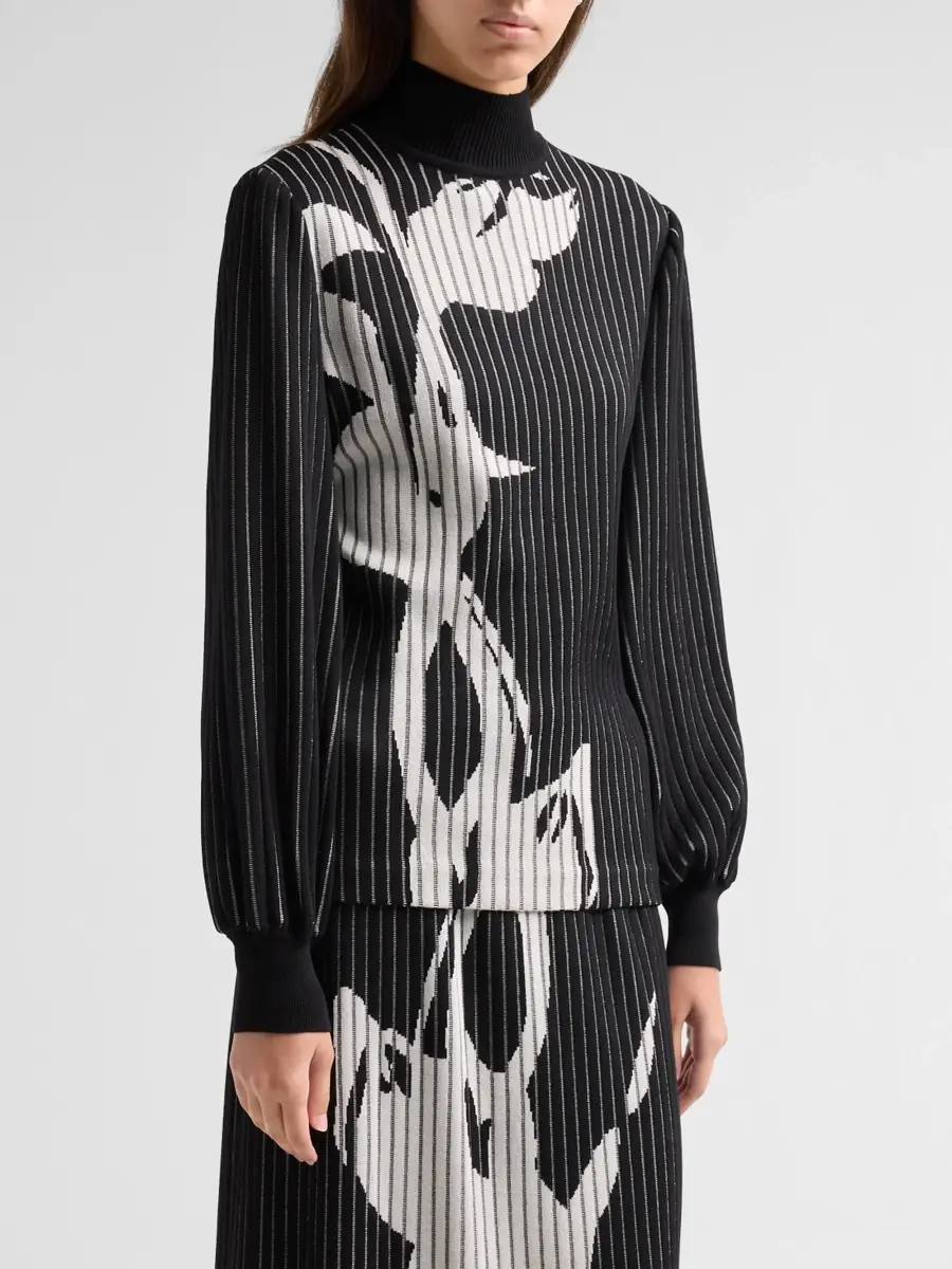 Ming Wang Women's Floral Mock Turtleneck Top | Thumbnail 4