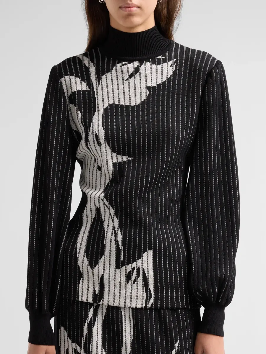 Ming Wang Women's Floral Mock Turtleneck Top | Thumbnail 5