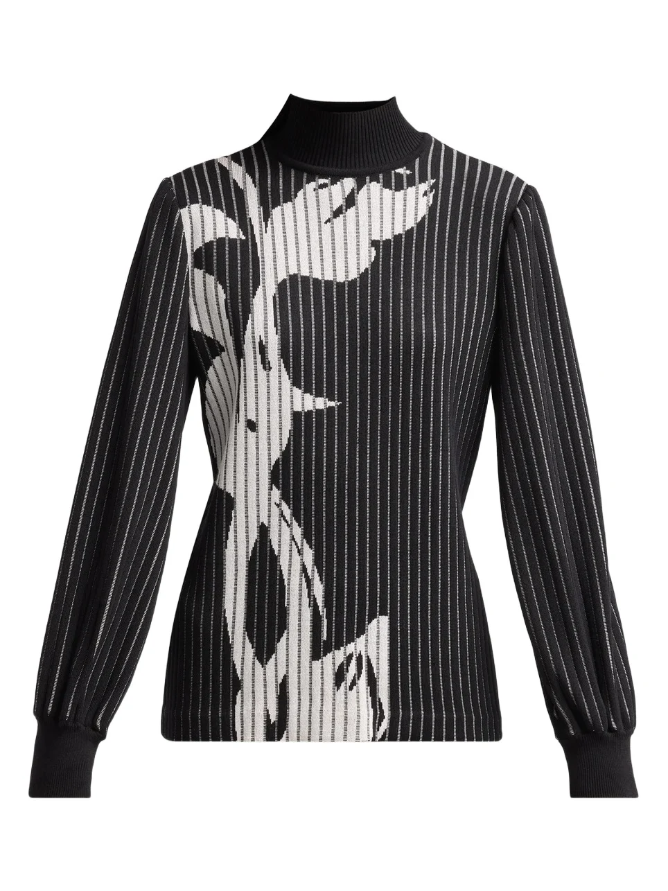 Ming Wang Women's Floral Mock Turtleneck Top