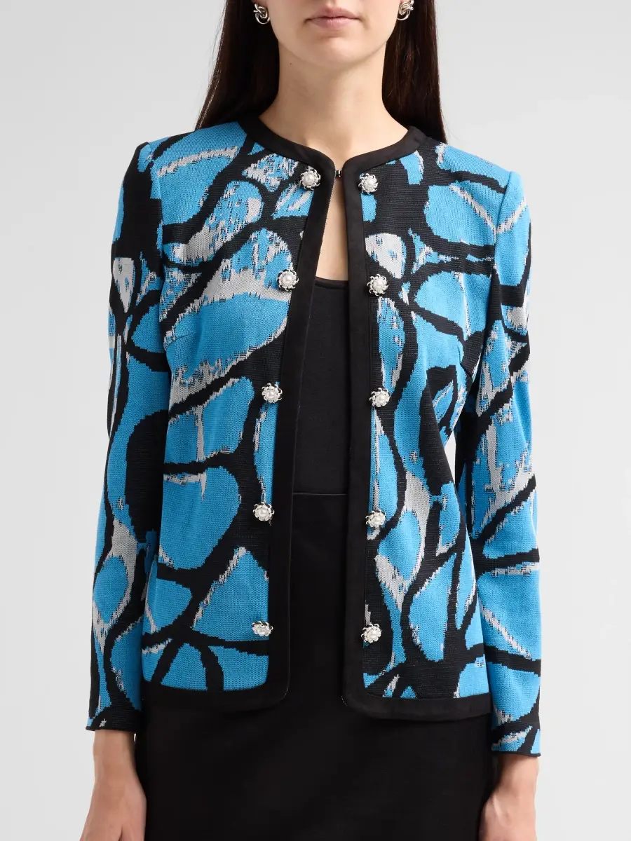 Ming Wang Women's Petite Abstract Jacquard Jacket | Thumbnail 5 Ming Wang Women's Petite Abstract Jacquard Jacket | Thumbnail 5