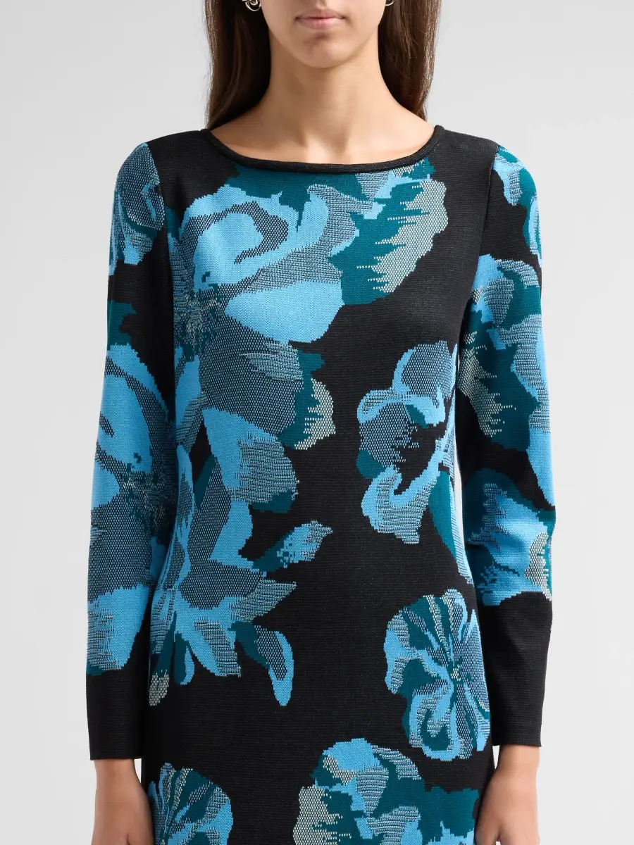 Ming Wang Women's Petite Floral Jacquard Knit Knee-Length Dress | Thumbnail 5