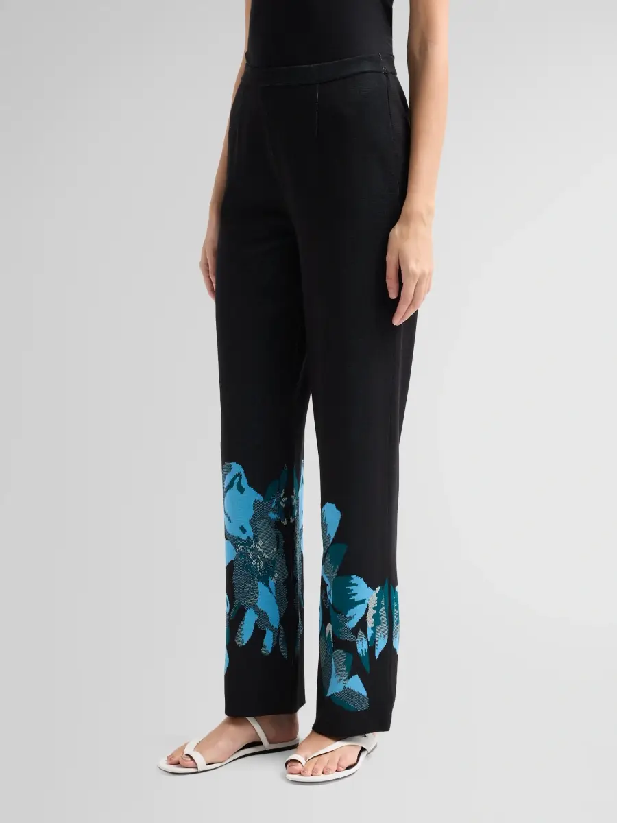 Ming Wang Women's Petite Floral Jacquard Straight-Leg Pants | Thumbnail 4 Ming Wang Women's Petite Floral Jacquard Straight-Leg Pants | Thumbnail 4