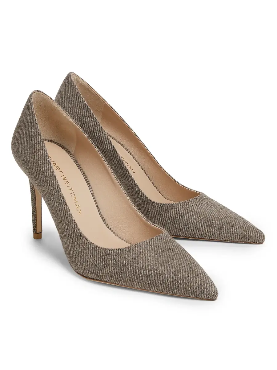 Stuart Weitzman Women's Stuart Power 85MM Twill Pumps | Thumbnail 2 Stuart Weitzman Women's Stuart Power 85MM Twill Pumps | Thumbnail 2