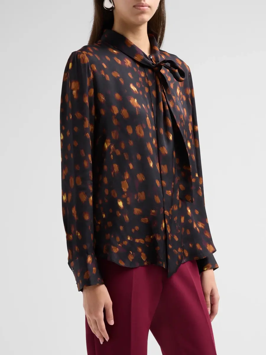 Milly Women's Printed Tieneck Silk-Blend Blouse | Thumbnail 4 Milly Women's Printed Tieneck Silk-Blend Blouse | Thumbnail 4