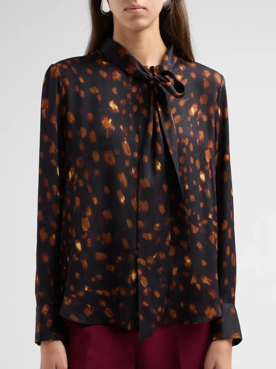 Milly Women's Printed Tieneck Silk-Blend Blouse | Thumbnail 5 Milly Women's Printed Tieneck Silk-Blend Blouse | Thumbnail 5