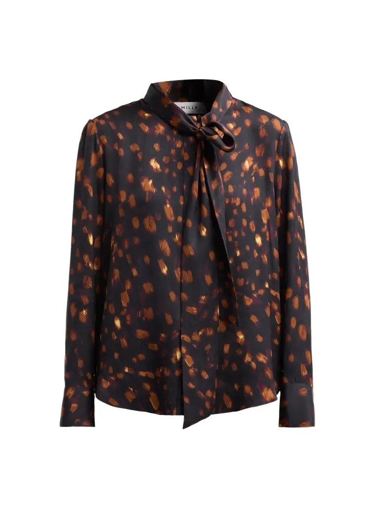 Milly Women's Printed Tieneck Silk-Blend Blouse