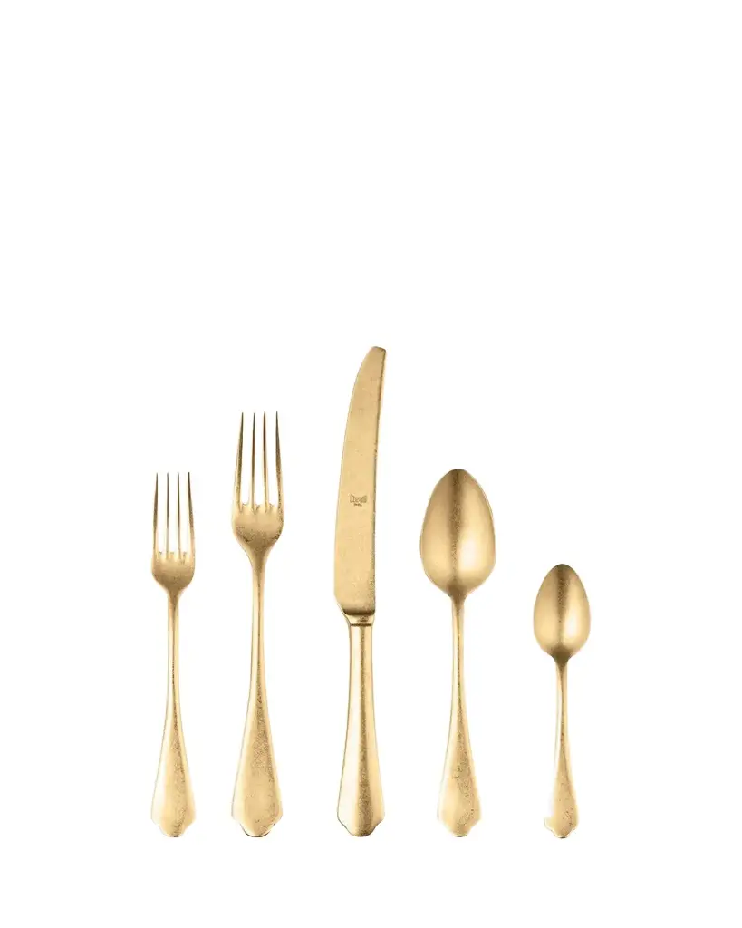 Mepra Dolce Vita Pewter Oro 5-Piece Flatware Set