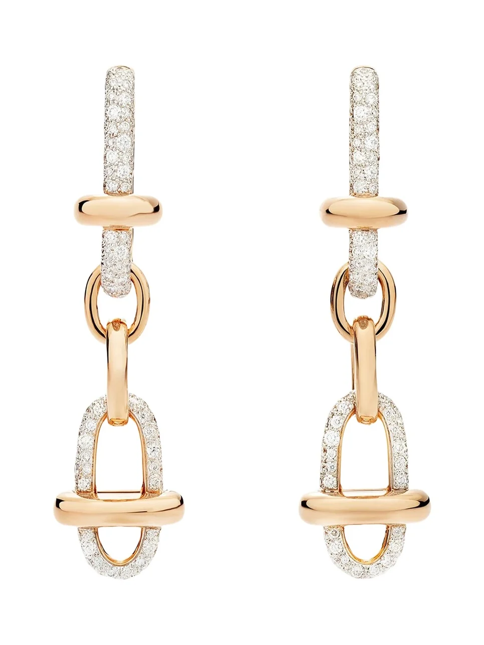Pomellato Iconica 18K Rose Gold Diamond Link Earrings