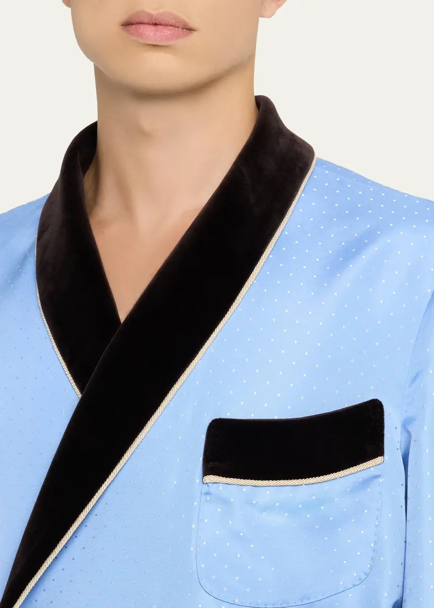 Tom Ford Men's Silk Jacquard Shawl Robe | Thumbnail 4 Tom Ford Men's Silk Jacquard Shawl Robe | Thumbnail 4
