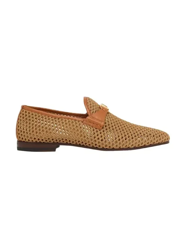 Valentino Garavani Men's V-Logo Raffia-Effect Loafers